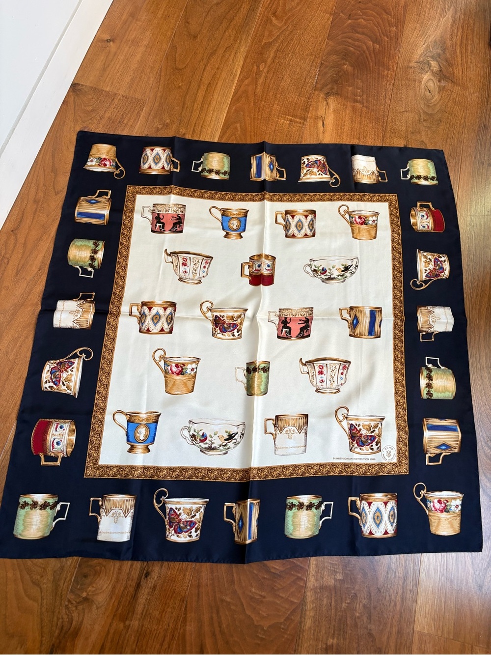 Vintage Echo Museum Collection Smithsonian 1996 Tea Cup Silk Scarf